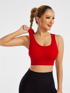 Scoop Neck <b>Compression</b> Fitness Bralette | Seamless Knit Activewear Crop <b>Top</b> | Ladies Padded Running Yoga Sportswear Tank - Product Image 4