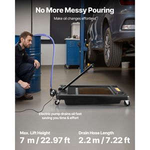 Vasca di raccolta olio mobile a basso profilo da 65 litri con pompa elettrica e tubo da 2,2 m, a prova di perdite e resistente alla corrosione - Product Image 2
