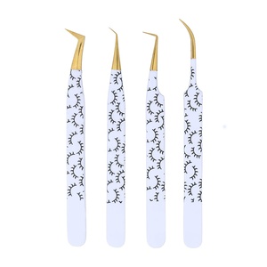 Pince à cils volume en acier inoxydable à isolation à 45 degrés, pointes pointues inclinées, échantillon gratuit pour extensions de cils - Product Image 2