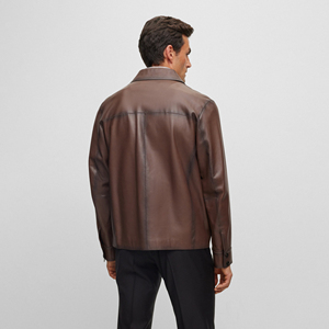 Custom Genuine <b>Leather</b> <b>Men's</b> Waterproof Breathable Eco-Friendly Windproof Heated Zipper Closure Stand Collar Winter <b>Jacket</b> - Product Image 5