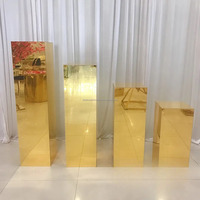 PVC acrylique fête décoration Offre Spéciale cylindre rond plinthe or Dessert Table support mariage décoration affichage piédestal