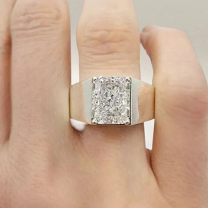 Anillo de Compromiso Vintage para Mujer con Diamante Cultivado en Laboratorio Tishya de 5.00 Quilates, Color E, Corte Radiante |   Chapado en Oro Blanco de 14K |   IGI - Product Image 2