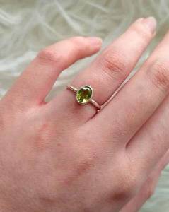 Sterling Silver925 Rhodium Plated <b>Natural</b> Stone Peridot Oval Women's <b>Engagement</b> Wedding <b>Ring</b>-<b>Inspired</b> Trendy Anniversary Party - Product Image 3