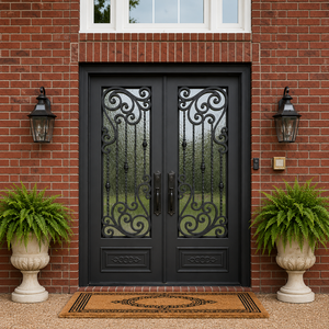 Porte d'entrée extérieure en fer forgé époustouflante : Transformez l'attrait de votre maison avec des designs artisanaux personnalisés - Product Image 1