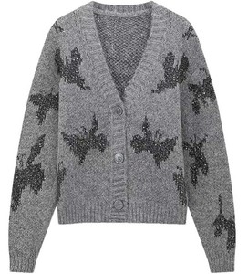 เสื้อคาร์ดิแกนคอวีผู้ชาย ระบายอากาศได้ดี ประดับมุก แต่งกระดุม ถักลายเพชร สำหรับแฟชั่นสไตล์พรีปปี้ - Product Image 6