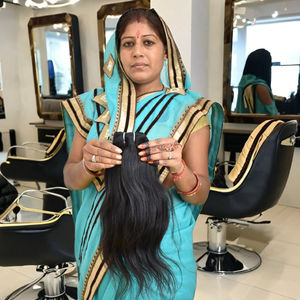 Cabello virgen alineado con cutícula 100%, venta al por mayor, cabello natural sin enredos, mechones rectos negros, extensiones de cabello humano indio - Product Image 1