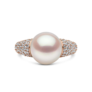 Anillo de Cóctel de Oro Rosa con Perla y Banda de Diamantes Pavé, Joyería de Lujo para Mujer, Anillo de Compromiso - Product Image 1