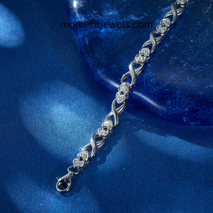Platinum 925 Sterling Silver Zircon Inlay Heart Cut Diamond Chain Bracelet Twisted <b>Link</b> Anklet Jewelry for Women Daily Wear - Product Image 5