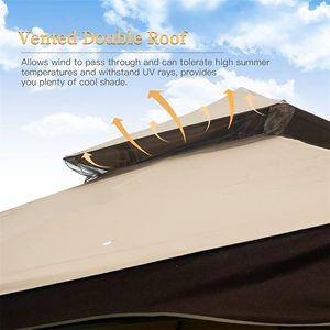 10' X 13' Outdoor Patio Gazebo Canopy Tent Double Roof Soft <b>Top</b> with Mosquito <b>Netting</b> Metal Frame for Backyard Deck - Product Image 3