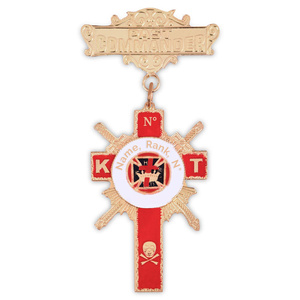 Knights Templar Recorder Officers Breast Jewel Gold Finish with White Black Ribbon Masonic Regalia Award <b>Badge</b> - Product Image 3