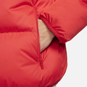 Veste matelassée rouge pour homme, col montant, fermeture éclair, coupe-vent, manteau d'hiver décontracté, style épais, rembourrage en polyester - Product Image 3