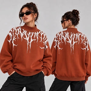 Sudadera Personalizada con Bordado, Hombros Caídos, Felpa, Oversize, 100% Algodón, Cuello Alto para Mujer - Product Image 1