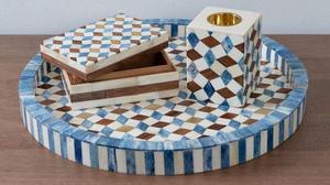 Plateau Feng Shui de Luxe Fait Main Écologique avec Incrustations en Os – Design Décoratif Élégant, Qualité Supérieure pour la Maison et la Cuisine (Idéal pour Servir) - Product Image 5