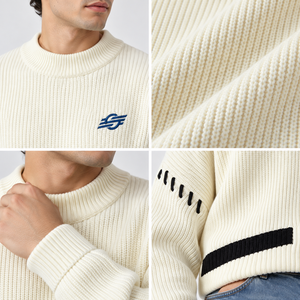 Suéter de Punto para Hombre, Cuello Redondo, Manga Larga, Antiarrugas, Diseño Trenzado, Color Sólido, Poliéster/Algodón, para Invierno - Product Image 6