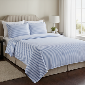 220TC Hotel <b>Bed</b> Sheet Set Stripe Cotton Bedding for King Size <b>Bed</b> & 2 Pillow <b>Covers</b> for Home & Hotel Use - Product Image 3