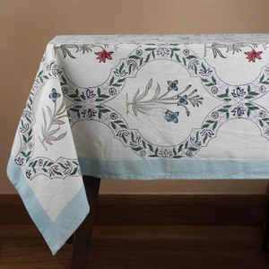 Mantel de Lino de Algodón Estampado a Mano con Diseño Floral para Mesa de Comedor, Mantel Indio Estampado a Mano, Juego de Cubiertas de Mesa - Product Image 3
