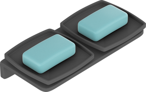 Support mural double pour savon, grand format, double couche, avec plateau en verre et support métallique robuste pour salle de bain - Product Image 3