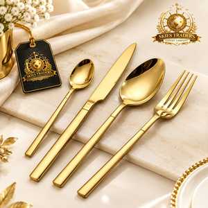 Ensemble de couverts plaqués or de qualité supérieure, couverts en acier inoxydable, ensemble de vaisselle dorée de luxe, ensemble de couteau, fourchette et cuillère, vaisselle pour hôtel - Product Image 3