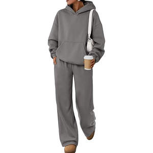 Conjunto Deportivo Informal para Hombre, Sudadera con Capucha Transpirable de Forro Polar y Pantalones Jogger con Material de Poliéster/Algodón, Cierre con Cordón para la Temporada de Invierno - Product Image 1