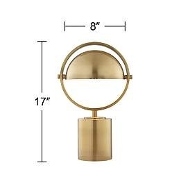 Orbit Dome Metal <b>Table</b> Lamp Mid Century Modern <b>Gold</b> Finish Sculptural Design Luxury <b>Bedside</b> Accent Lighting - Product Image 4