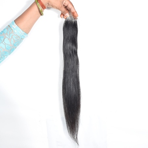 ผมแท้สีดำธรรมชาติจากอินเดียแบบ Remy  ขนาด 2*6  ถักด้วยเครื่องจักรแบบ Double Weft  พร้อม H D Lace Closure  จัดเรียงเกล็ดผม  ตรงธรรมชาติ  แสกกลาง  น้ำหนักเบา - Product Image 6