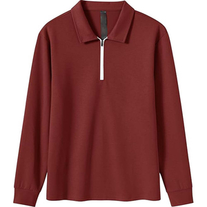 Ensemble de survêtement pour homme, couleur bordeaux, manches longues, demi-zip, avec pantalon à cordon de serrage, couleur unie, vêtements décontractés, saison d'automne - Product Image 2