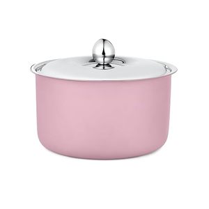Casserole ronde rose avec couvercle en acier inoxydable 24 cm, revêtement émaillé antiadhésif pour cuisinière à gaz et à induction - Product Image 6