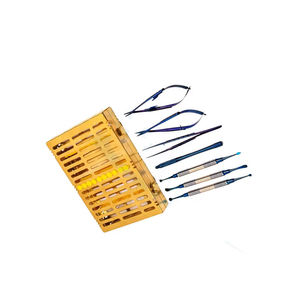 Juego de 7 Instrumentos Quirúrgicos Manuales para Microcirugía Ocular, Acero Inoxidable, Portaagujas, Acabado Azul Dorado, Bandeja, Hospital - Product Image 2