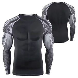 Rashguard MMA à manches longues pour hommes, en polyester et élasthanne, sublimé, pour le sport - Product Image 3