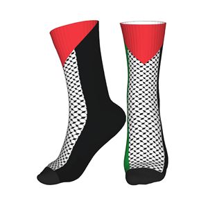 Crew <b>Socks</b> Geometric Pattern Red <b>Black</b> White Knitted Spandex Polyester Breathable Casual Summer Adult Regular Fit - Product Image 4