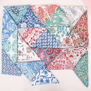 Vintage Premium Hand-Block Printed Kerchief Cotton <b>Scarf</b> Ethnic <b>Square</b> Multifunctional Handkerchief Colorful Bandana Fashion - Product Image 6