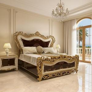 Juego de Muebles de Dormitorio de Madera de Teca con Acabado Dorado Moderno de Primera Calidad, Cama, Armario y Tocador Personalizables de Lujo, Estilo Palacio Real, Oferta en USA - Product Image 4