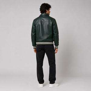 Veste en cuir véritable pour homme TwillSports, couleurs personnalisées, boutons, col rabattu brodé, coupe-vent, respirante, en coton - Product Image 4