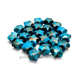 Piedra Preciosa Tallada a Mano de Cobre Turquesa AAA, Corte Estrella Facetado de 8mm, Briolette, Piedra Suelta para Fabricación de Joyas, Venta al por Mayor a Granel - Product Image 3
