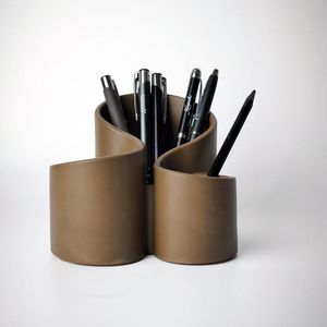 Artisan Wooden Stationery Stand for <b>Home</b> Office Rustic Wooden Writing Tools Organizer Modern Wooden Pen Storage Cup for Desktop - Product Image 3