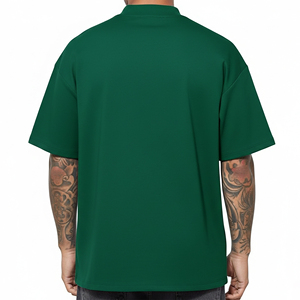 Camiseta de Manga Corta Verde Sólida Extra Grande para Hombre, Cuello Redondo, Estilo Informal, Tejido de Algodón Transpirable, con Logotipo Estampado en la Parte Delantera - Product Image 3