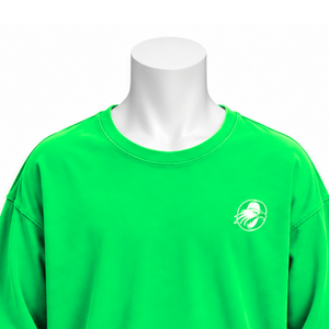 Camiseta de Manga Larga Oversize Verde Esmeralda con Cuello Redondo, Acabado Vintage Lavado, Hombros Caídos, Estilo Casual Urbano - Product Image 3