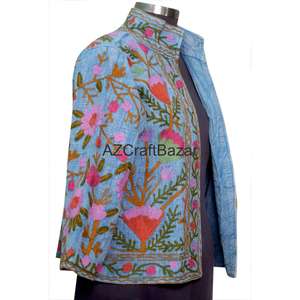 Chaqueta Bomber de Punto de Algodón con Cuello en V, Diseño Floral Vintage, Bordado Suzani TNT, Transpirable, de Secado Rápido, Ecológica, para Invierno y Varias Estaciones - Product Image 4