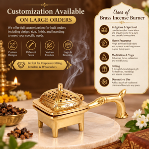 Brûleur d'encens carré en laiton à quatre pieds, support métallique pour Dhoop, encensoir portatif pour charbon et Bakhoor, brûleur d'aromathérapie avec couvercle - Product Image 4