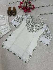 Women Designer <b>Dhoti</b> <b>Salwar</b> Suit Set with Dupatta Heavy Embroidery Work Indian Pakistani Ethnic Wedding Party Wear Outfit - Product Image 1