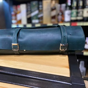 Étui à couteaux de chef en cuir véritable fait main, léger et portable, avec fermeture à cordon et boucle, 4-6 compartiments pour - Product Image 1