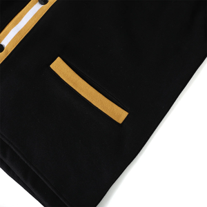 Cárdigan Negro de Felpa de Alta Calidad para Hombre, Cuello en V, con Ribete Amarillo y Blanco, Manga Larga, Cierre de Botones, para Otoño - Product Image 6