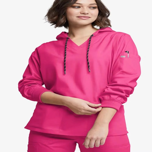 Women's Pink <b>Scrub</b> Set With Hood And Pockets Hospital Uniforms For Medical Nursing Use High Quality Fashionable <b>Scrubs</b> Women's - Product Image 1