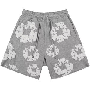 Pantalones Cortos Deportivos Personalizados Vintage para Hombre, 100% Algodón, con Estampado Puff, para Gimnasio y Running - Product Image 1