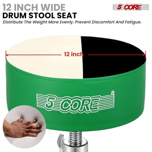 5 Core Drum Throne 5" <b>Padded</b> Guitar Stool Adjustable Heavy Duty Music <b>Chair</b> Seat w Luxury Velvet Top - Product Image 4