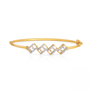 Geometric Trio Diamond Bangle with Yellow Gold Slim <b>Frame</b> and Openwork Modern Center Design - Product Image 1
