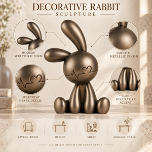 Escultura Decorativa de Conejo |   Figura Moderna de Conejo Metálico con Detalle de Latido de Corazón para Sala de Estar, Oficina, Estante, Mesa de Consola - Product Image 5