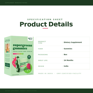 OEM ODM ซุปเปอร์กรีนส์ กัมมี่ส์ ผลิตภัณฑ์เสริมอาหารผสมผักใบเขียว - Product Image 3