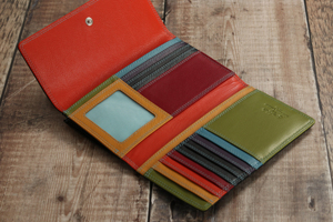 Genuine Leather Long <b>Wallet</b> Unisex <b>Fold</b> Closure Handmade Minimalist Design Black with Red Stitching - Product Image 6