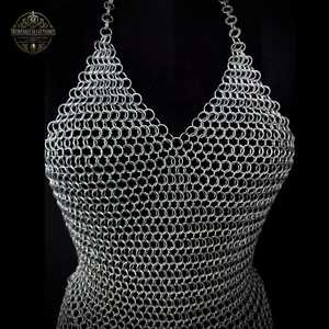 MEDIEVALCOLLECTIONSS Armure de chaîne en acier inoxydable plaqué argent, gaufrée, pour usage mode, artisanat métallique, costume, Calvin - Product Image 3